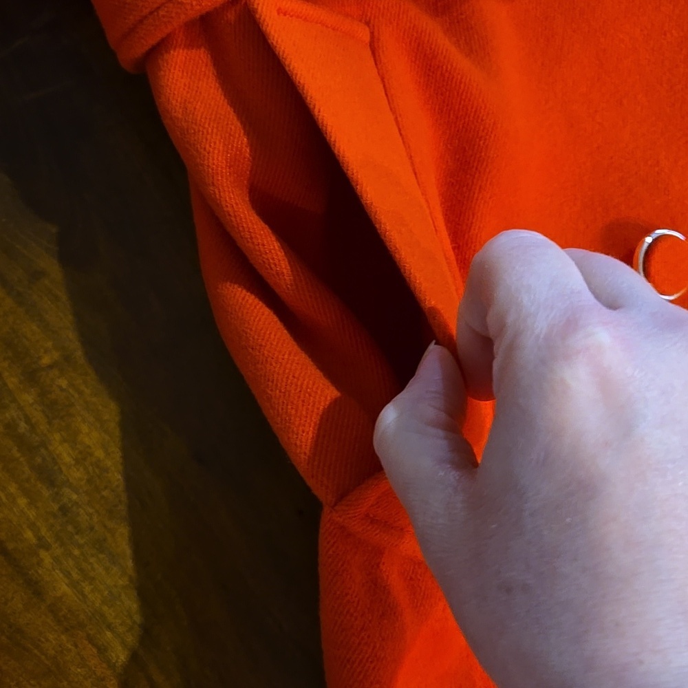NWT LBV Double Faced Longline Coat In Flame Reddish Orange Size Large - Picture 7 of 14